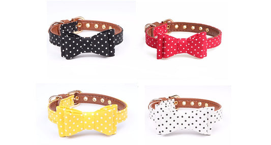 Polka dot pet bow collar collar