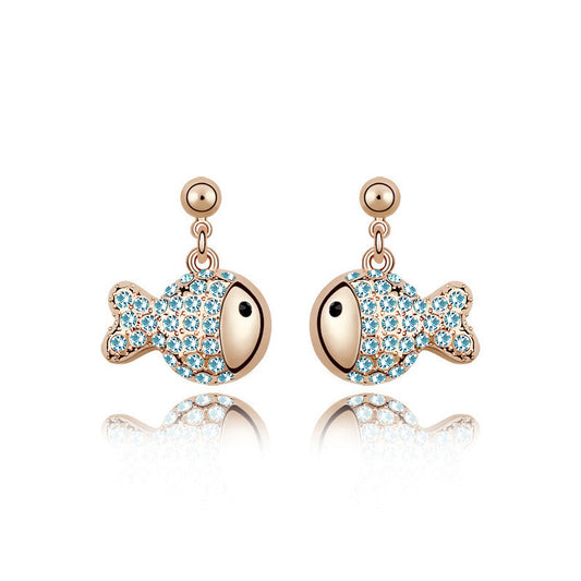 Cartoon Personality Crystal Rich Fish Full Diamond Earrings