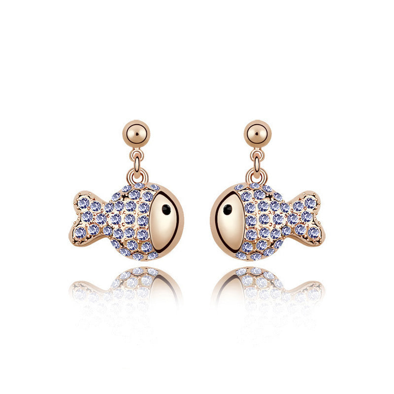 Cartoon Personality Crystal Rich Fish Full Diamond Earrings