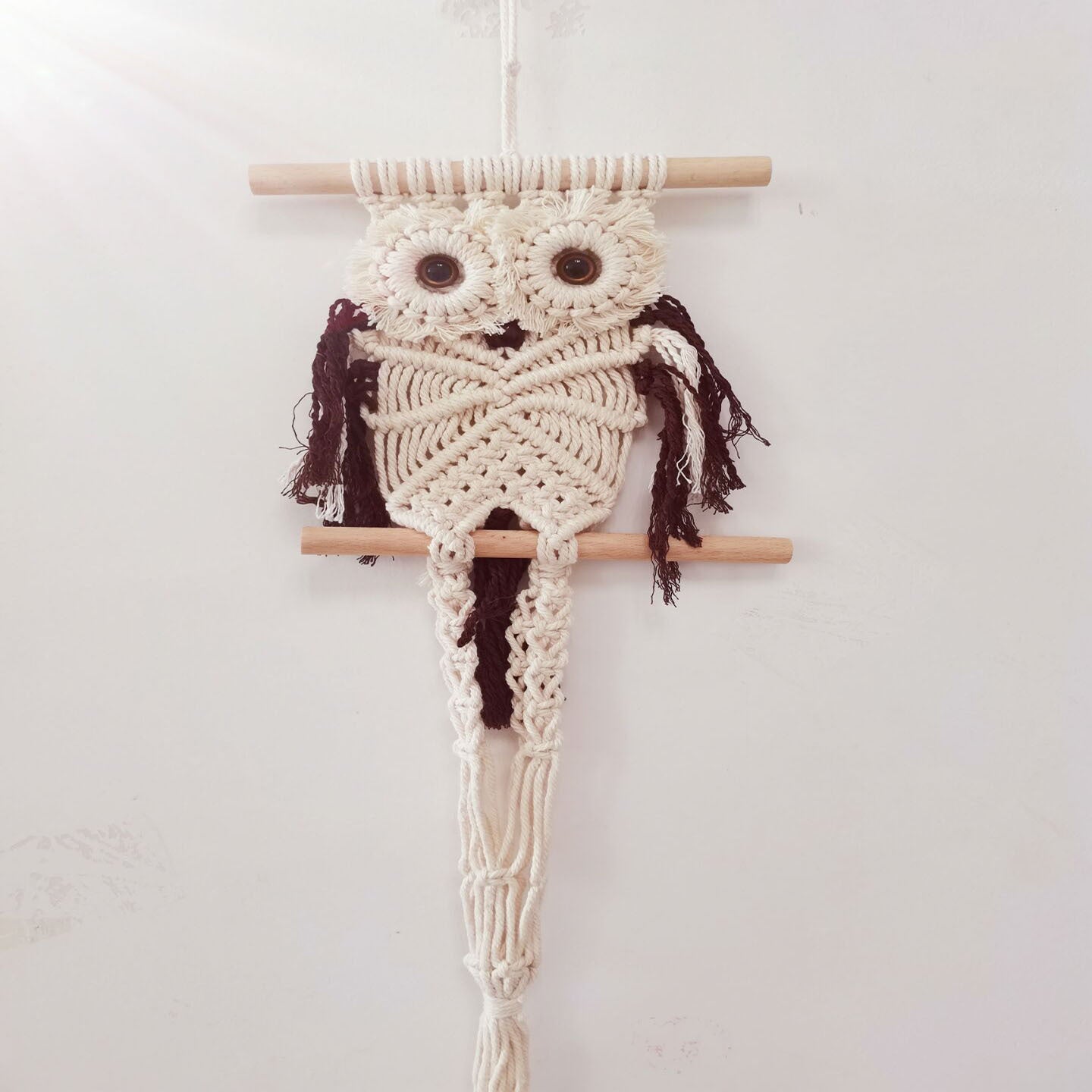 Hand-Woven Rope Owl Wall Net Bag Flower Pot Hanging Basket