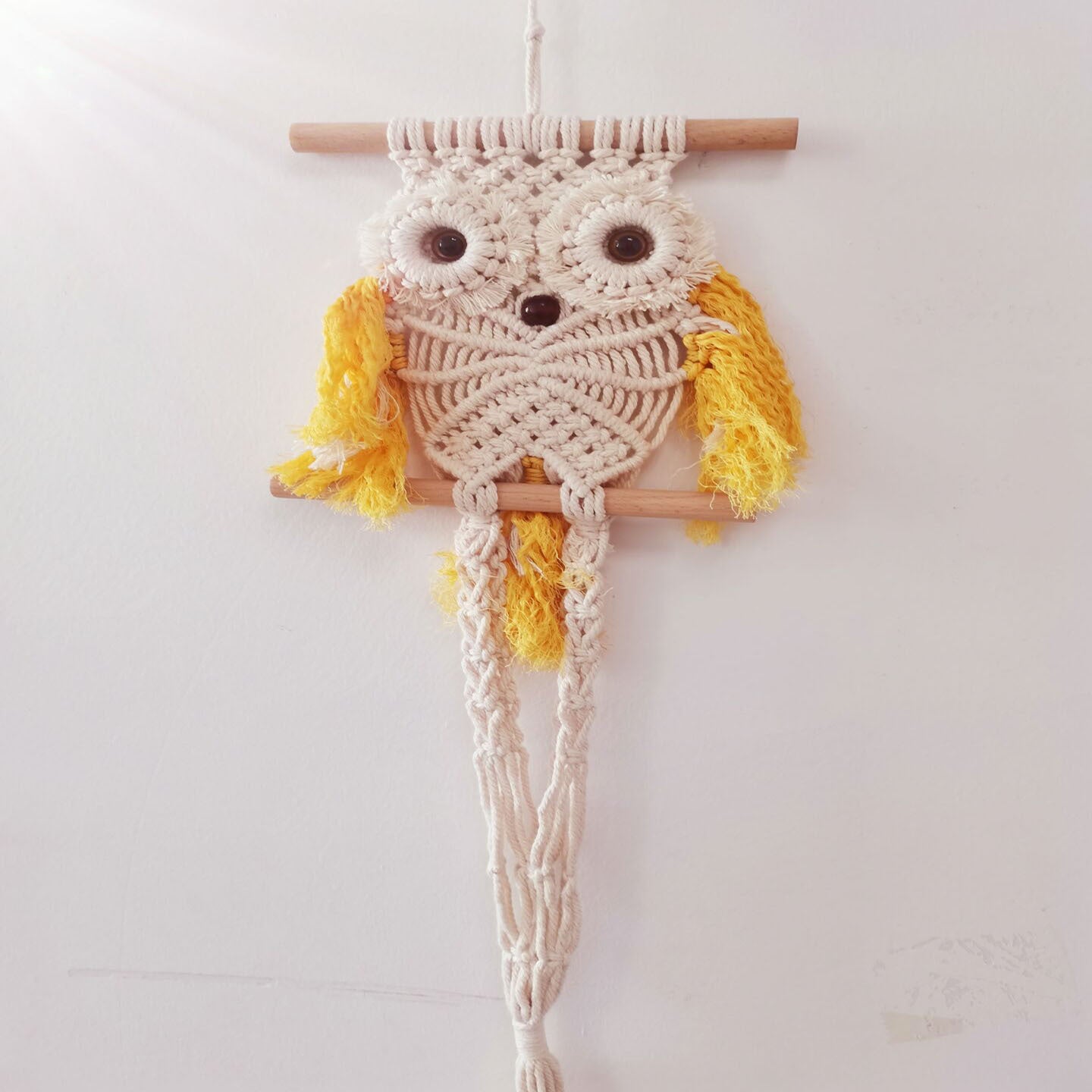 Hand-Woven Rope Owl Wall Net Bag Flower Pot Hanging Basket