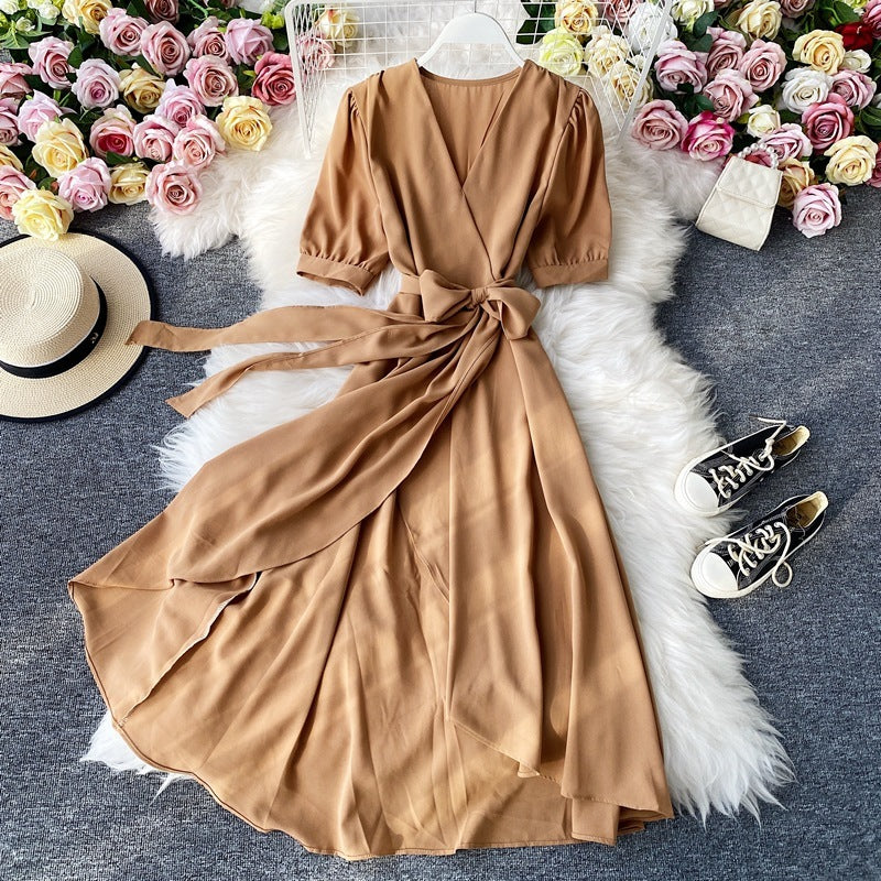 Fashion Simple Ladies Retro V Dress