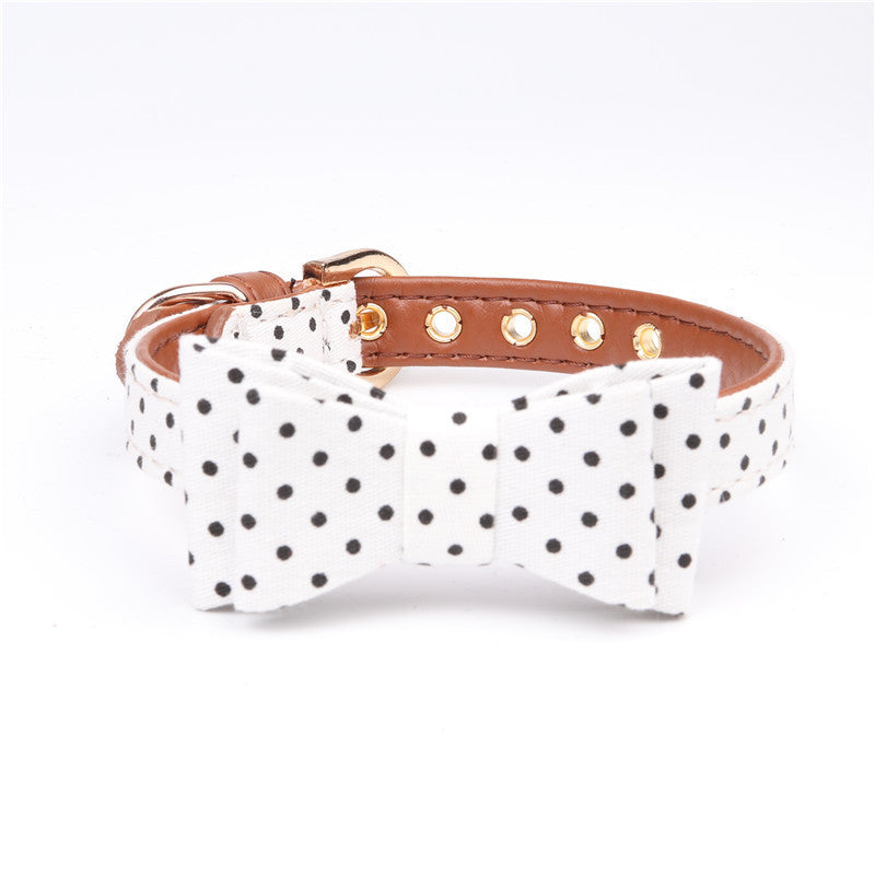 Polka dot pet bow collar collar