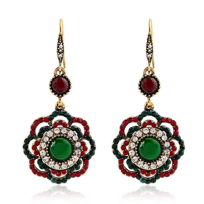 European And American Fashion Jewelry Bohemian Ethnic Style Hollow Flower Earrings Retro Popular