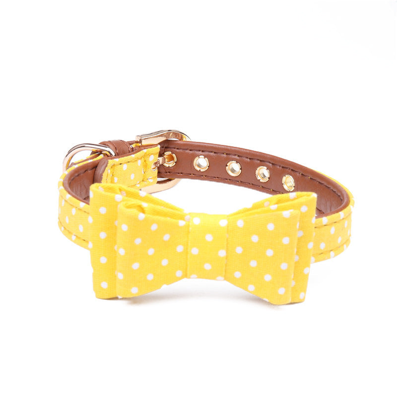 Polka dot pet bow collar collar