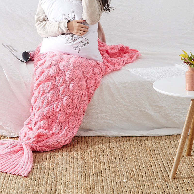 Fish Tail And Fish Scale Knitted Blanket