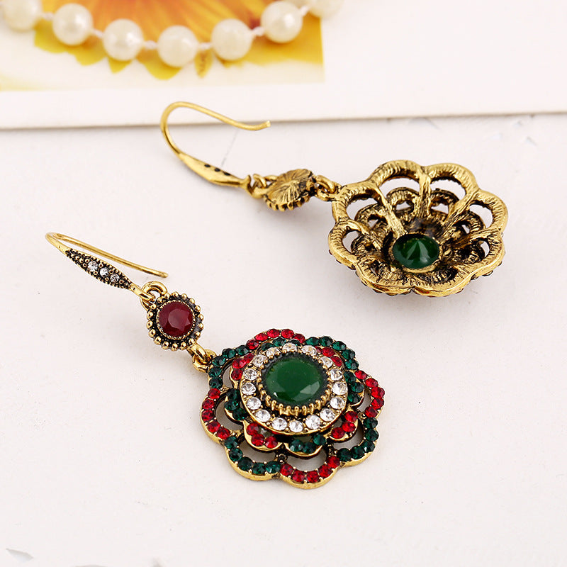 European And American Fashion Jewelry Bohemian Ethnic Style Hollow Flower Earrings Retro Popular