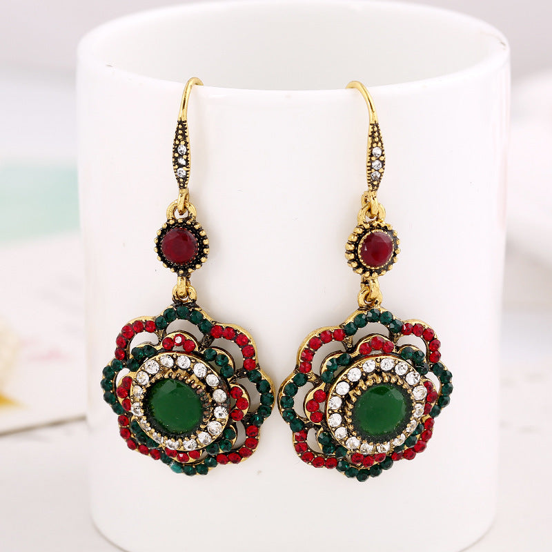 European And American Fashion Jewelry Bohemian Ethnic Style Hollow Flower Earrings Retro Popular