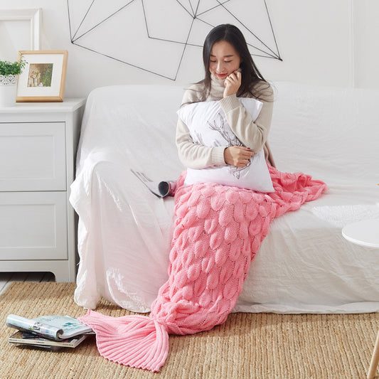 Fish Tail And Fish Scale Knitted Blanket