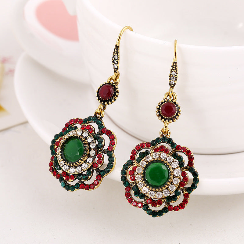 European And American Fashion Jewelry Bohemian Ethnic Style Hollow Flower Earrings Retro Popular