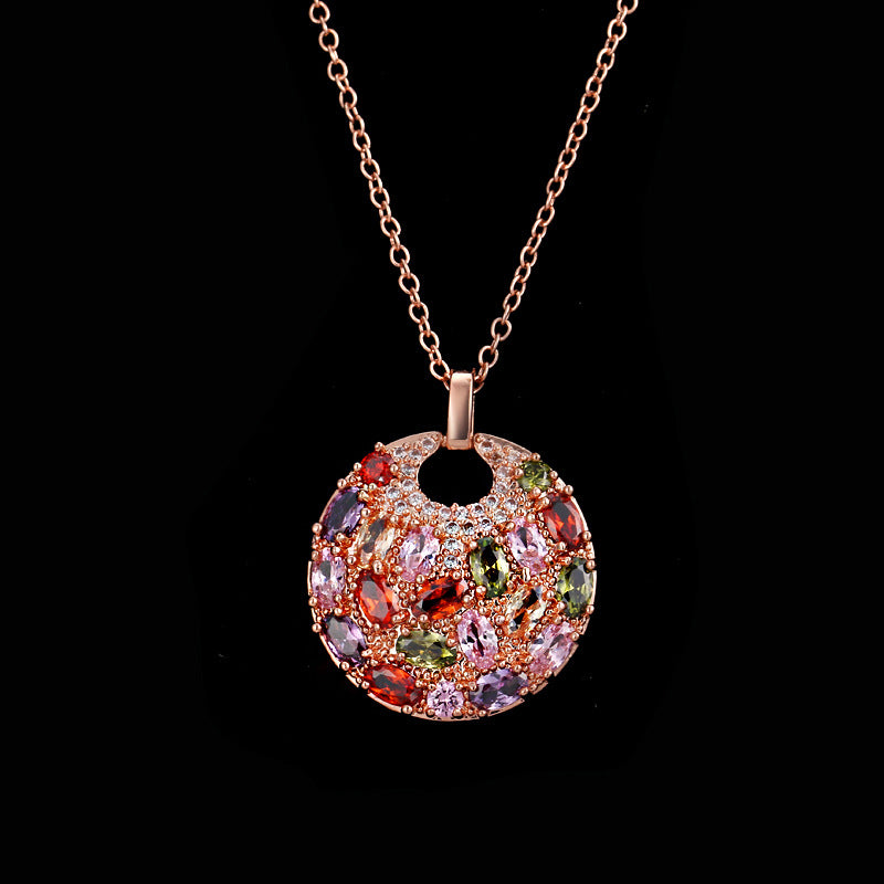 Mona Lisa Colorful Zircon Necklace Jewelry Clavicle Chain