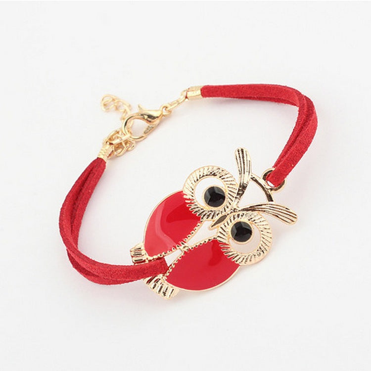 Leather rope color owl bracelet