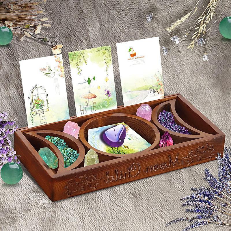 Moon Tray Holder Crystal Box Wooden Crafts ( Crystals not included only tray)