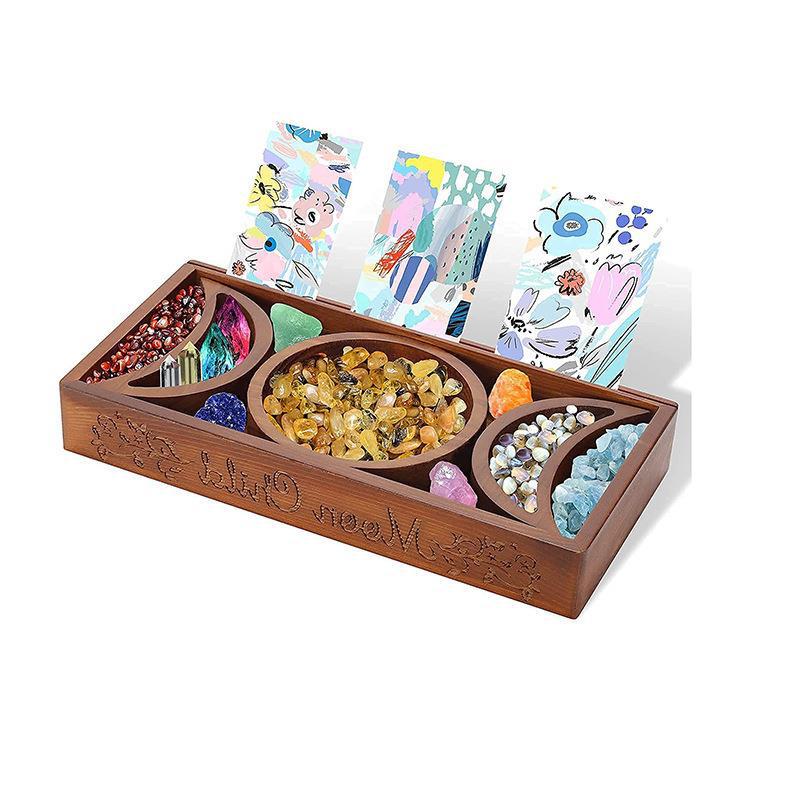Moon Tray Holder Crystal Box Wooden Crafts ( Crystals not included only tray)